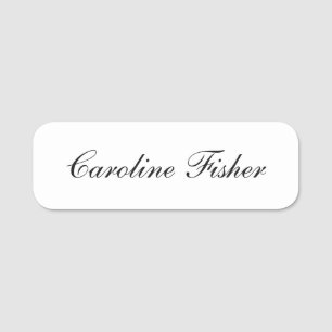 Classical Handwriting Plain Simple White Name Tag
