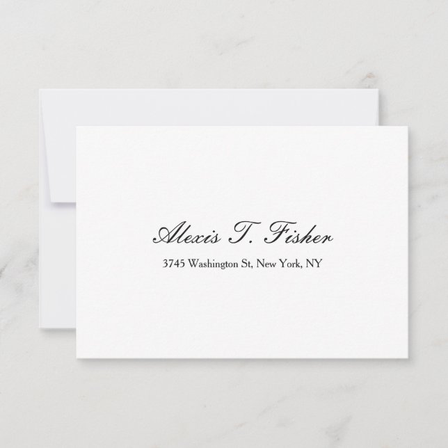 Classical Handwriting Plain Simple White RSVP Card (Front)