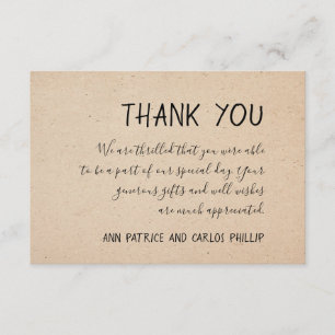 CLASSICAL HANDWRITTEN THANK YOU CARD - KRAFT PAPER