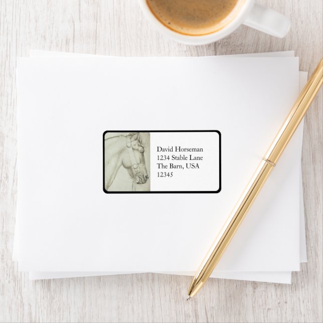 Classical Horse Head – Renaissance Pencil Drawing Label (Insitu)