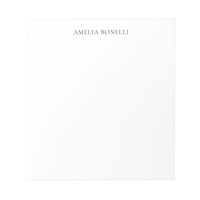 Classical Minimalist Professional Plain Add Name Notepad (Front)
