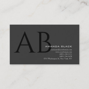 Classical Monogram Custom Grey Black Ultra-Thick Business Card