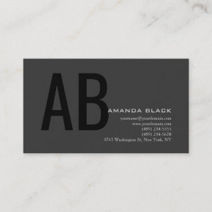 Classical Monogram Custom Grey Black Ultra-Thick Business Card
