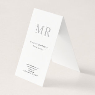Classical Monogram Grey White Minimalist Plain Business Card