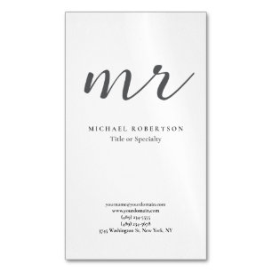 Classical Monogram Grey White Minimalist Plain Magnetic Business Card