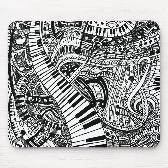 Classical music doodle with piano keyboard mouse mat (Front)