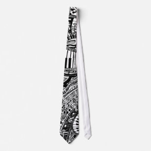 Classical music doodle with piano keyboard tie