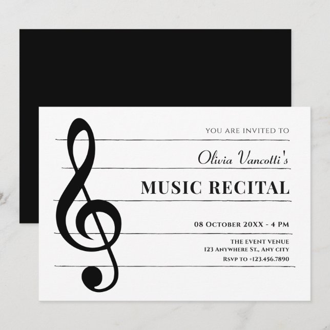 Classical music notes  invitation (Front/Back)