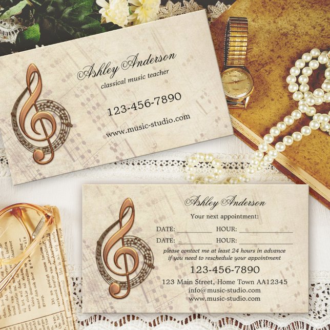 Classical Music Teacher Appointment Business Card (Creator Uploaded)