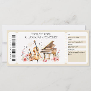 Classical Music Ticket Gift Certificate Invitation