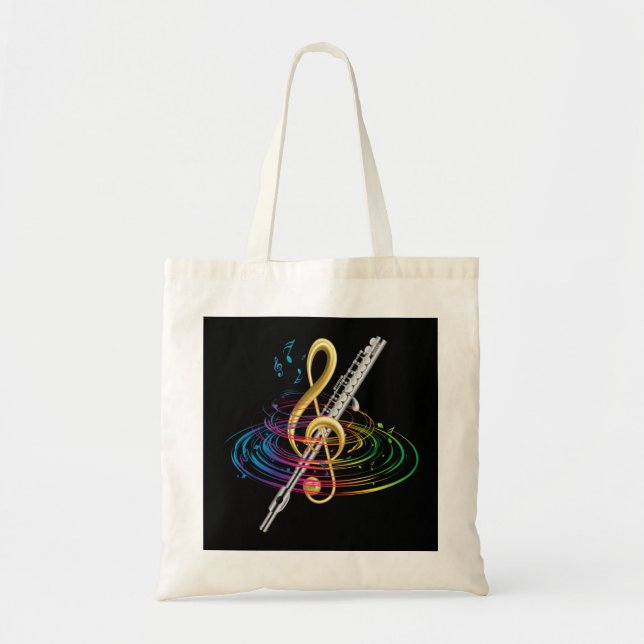 Classical Music Treble Clef Flautist Gift Flute Pu Tote Bag (Front)