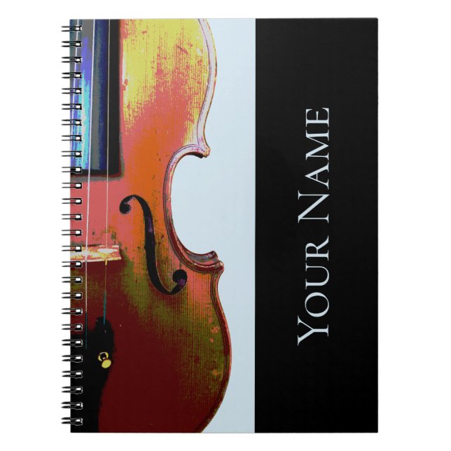 Classical Music Violin Blue Personalised Notebook (Front)