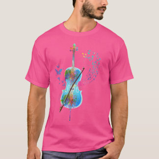 Classical Musical Instrument Colourful Cello T-Shirt
