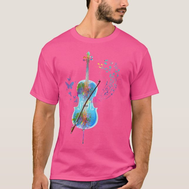 Classical Musical Instrument Colourful Cello T-Shirt (Front)