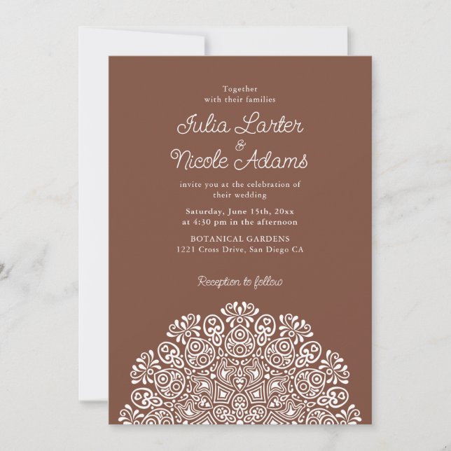 Classical Ornate Art Deco Style Mandala Wedding Invitation (Front)