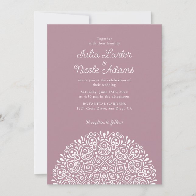 Classical Ornate Art Deco Style Mandala Wedding Invitation (Front)