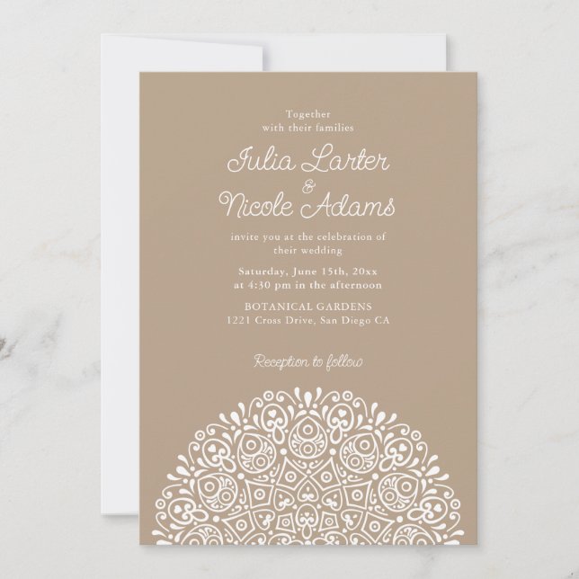 Classical Ornate Art Deco Style Mandala Wedding Invitation (Front)