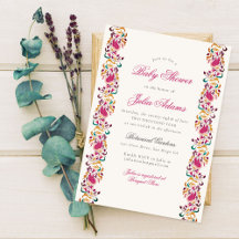 Classical Pearl Swan Floral Frame Baby Shower