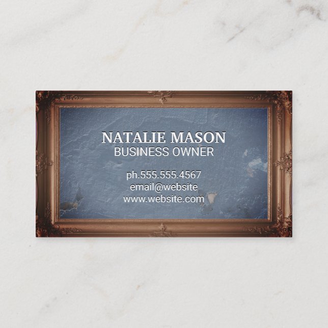 Classical Picture Frame | Blue Grunge Texture Business Card (Back)