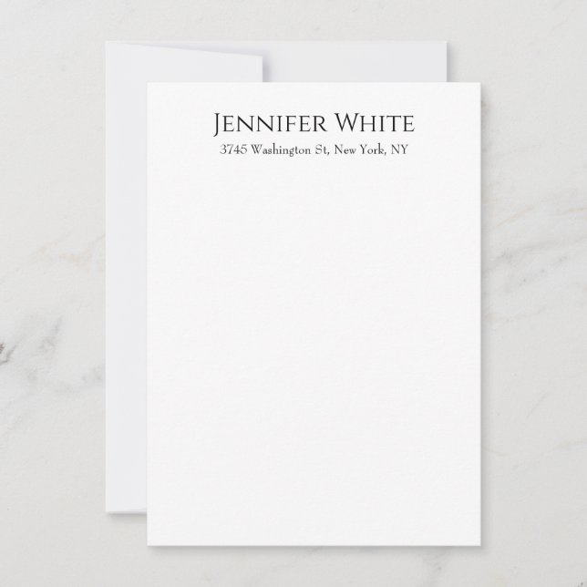Classical Plain Elegant Black & White Minimalist Card (Front)