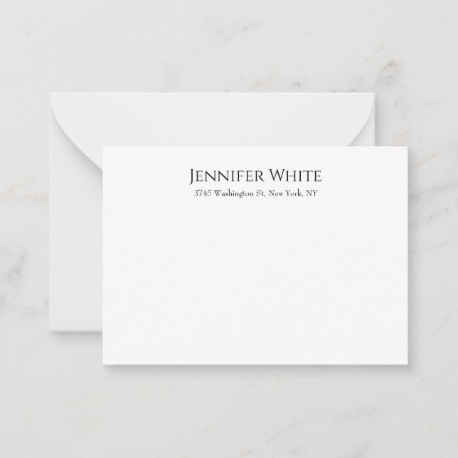 Classical Plain Elegant Black & White Minimalist Card (Front)