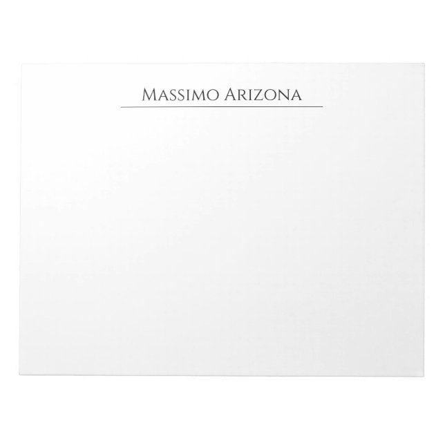 Classical Plain Elegant Black & White Minimalist Notepad (Front)