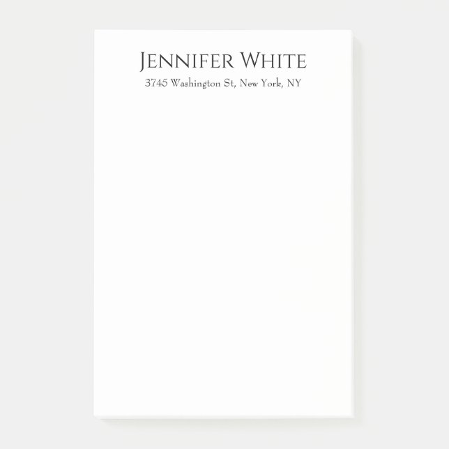 Classical Plain Elegant Black & White Minimalist Post-it Notes (Front)