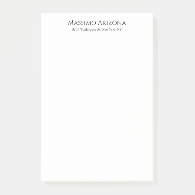 Classical Plain Elegant Black & White Minimalist Post-it Notes (Front)