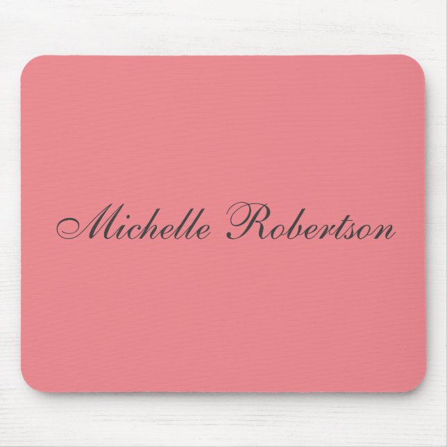 Classical Plain Minimalist Add Own Name Mouse Mat (Front)