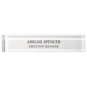 Classical Plain Simple Black White Professional Nameplate