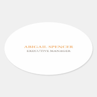 Classical Plain Simple Black White Professional Oval Sticker