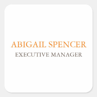 Classical Plain Simple Clean Professional Business Square Sticker