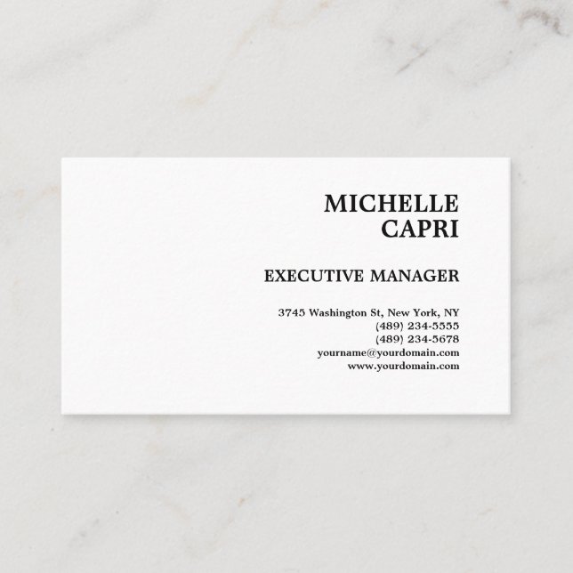 Classical Plain Simple Minimalist Contemporary Business Card (Front)