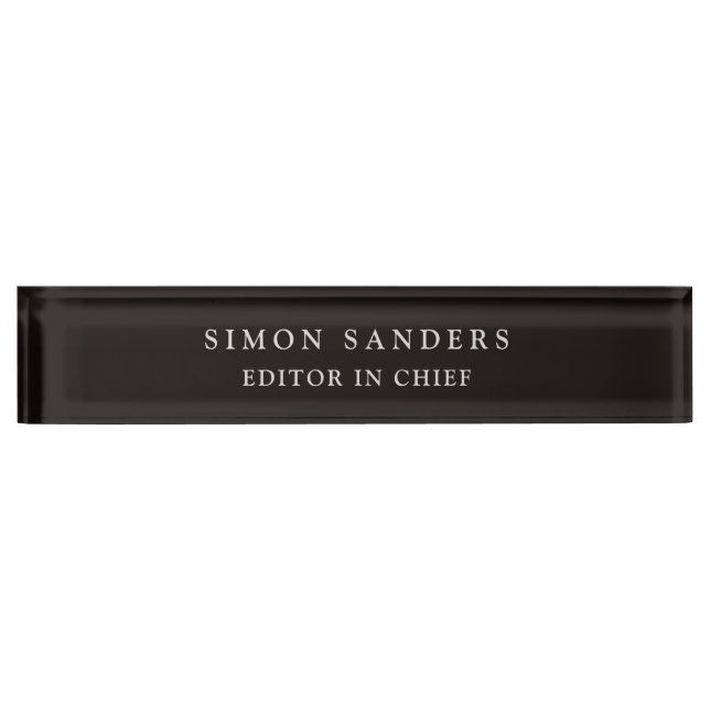 Classical Plain Unique Minimalist Smoky Black Nameplate (Front)
