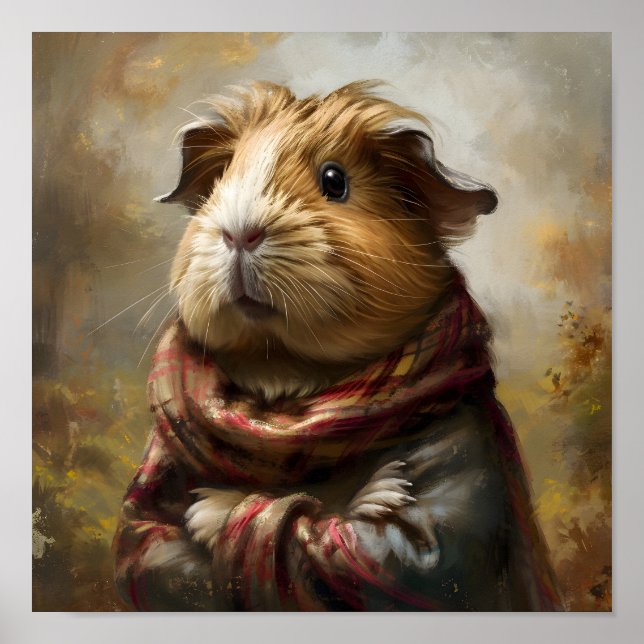 Classical Portrait Of A Guinea Pig Poster (Front)
