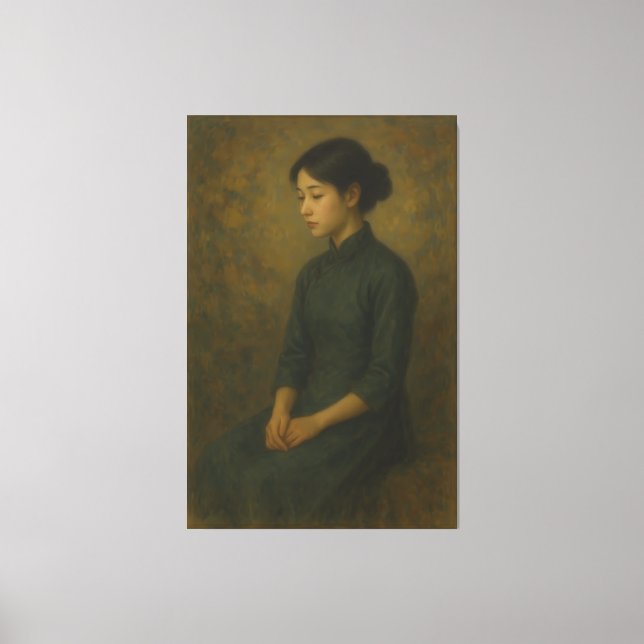 Classical Portrait of a Lady | Fine Art Oil Painti Canvas Print (Front)