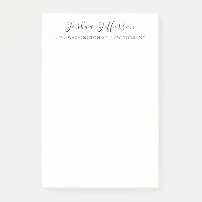 Classical Professional Creative Plain Black White Post-it Notes (Front)