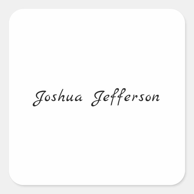 Classical Professional Creative Plain Black White Square Sticker (Front)