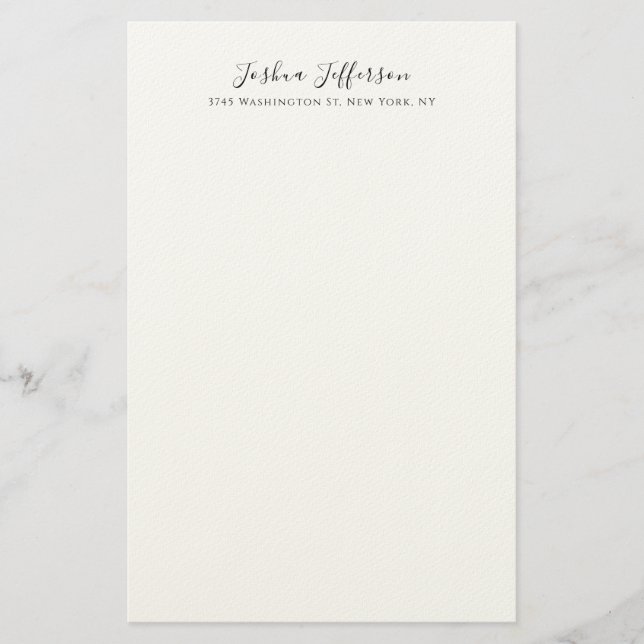 Classical Professional Creative Plain Black White Stationery (Front)