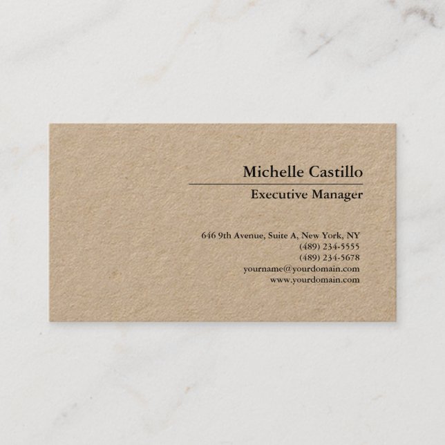 Classical Professional Own Name Information Simple Business Card (Front)