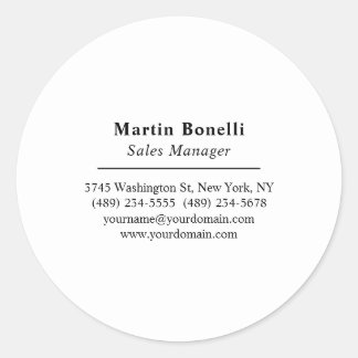 Classical Professional Own Name Information Simple Classic Round Sticker