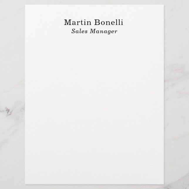 Classical Professional Own Name Information Simple Custom Letterhead (Front)