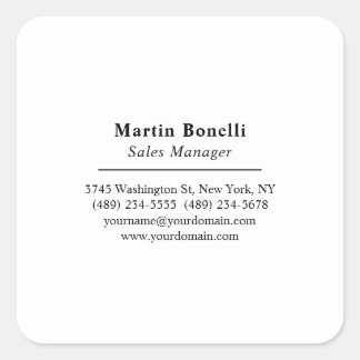 Classical Professional Own Name Information Simple Square Sticker
