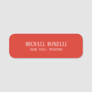 Classical Red Colour Elegant Serif Font Minimalist Name Tag
