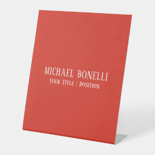 Classical Red Colour Elegant Serif Font Minimalist Pedestal Sign