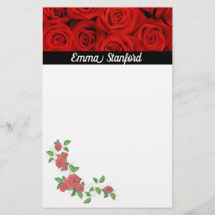 Classical Red Roses Stationery