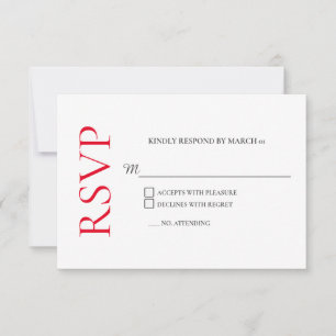 Classical Red White Wedding RSVP Response Reply