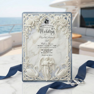 Classical Rococo Arch Angel & Swans Wedding  Invitation
