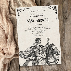 Classical Roman knight soldier baby shower Invitation