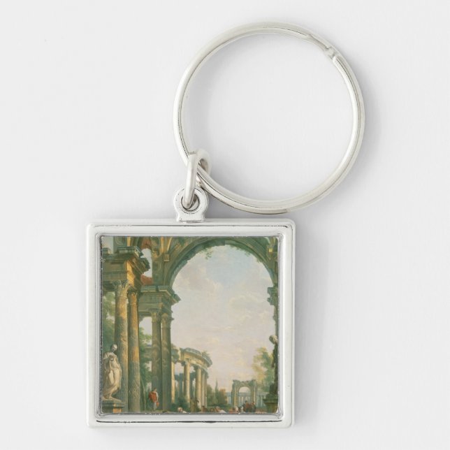 Classical ruins, 18th century key ring (Front)